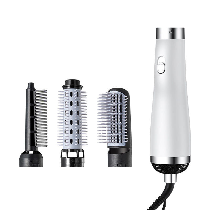 Professional 3-in-1 ionic hair styler and volumizer in premium matte red with interchangeable brush heads.