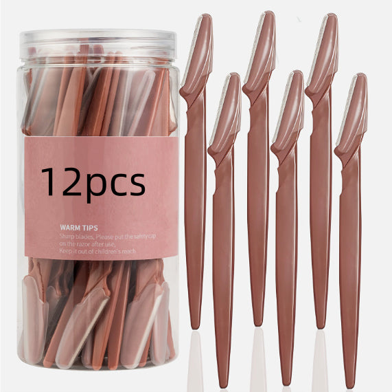 Set of 12 pink lip liner tips with a clear container labeled '12 pcs'.