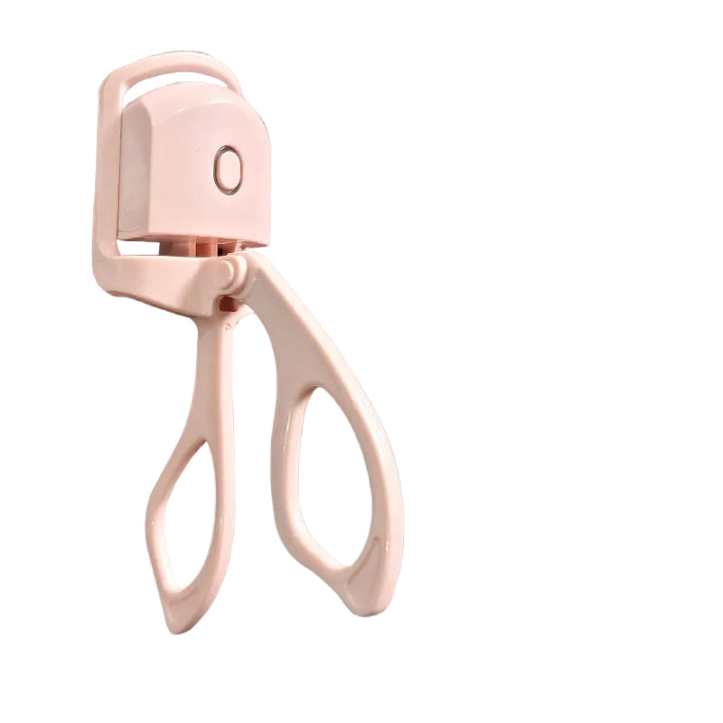 Beauty tool with features listed on a pink and white background